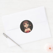 Rond Sticker fille rose Quantum Cutie fille (Enveloppe)