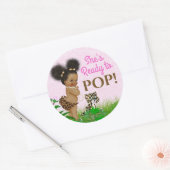 Rond Sticker Fille Safari Baby Douche Faveur (Enveloppe)