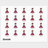 Rond Sticker fille Superhero Masqué Cute (Feuille)