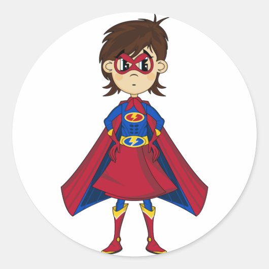 Rond Sticker fille Superhero Masqué Cute (Devant)