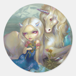 Rond Sticker "Fiona et la licorne"