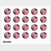 Rond Sticker Flamant rose (Feuille)