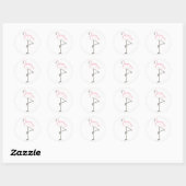 Rond Sticker Flamant rose (Feuille)