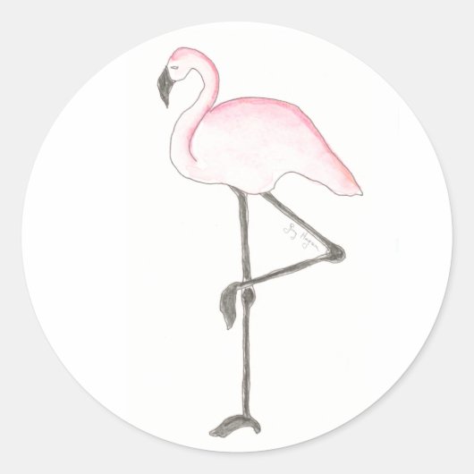 Rond Sticker Flamant rose (Devant)