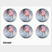 Rond Sticker Flamant rose ACEO (Feuille)