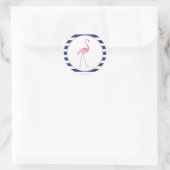 Rond Sticker Flamant rose Stripes Marine (Sac)