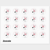 Rond Sticker Flamant rose Valentine (Feuille)