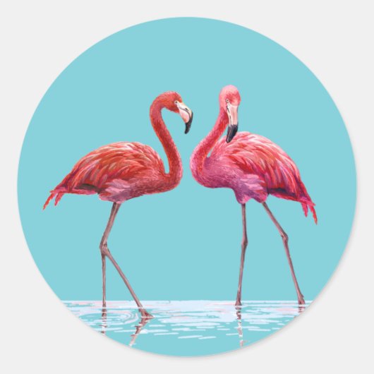Rond Sticker Flamants roses (Devant)