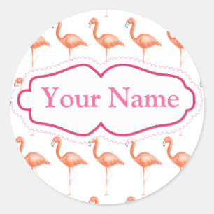 Rond sticker flamingo rose