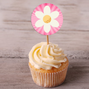 Rond Sticker Fleur Retro Daisy   Super les années 70 Bo