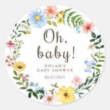 Sticker Fleur sauvage Boho Baby shower Favoriser É