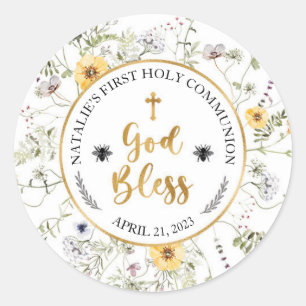 Rond Sticker fleur sauvage Communion Baptism