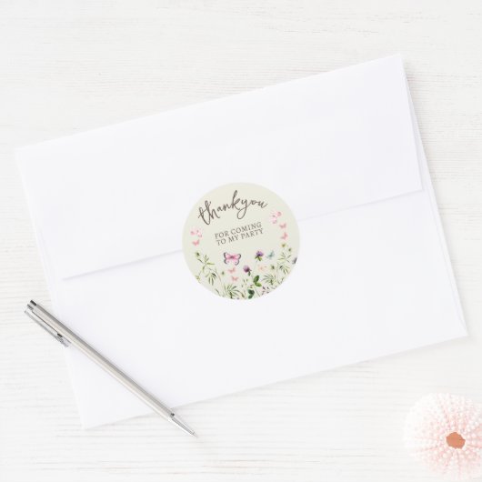 Rond Sticker Fleur sauvage pour la fête du Merci (Enveloppe)