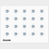 Rond Sticker fleurs bleues (Feuille)