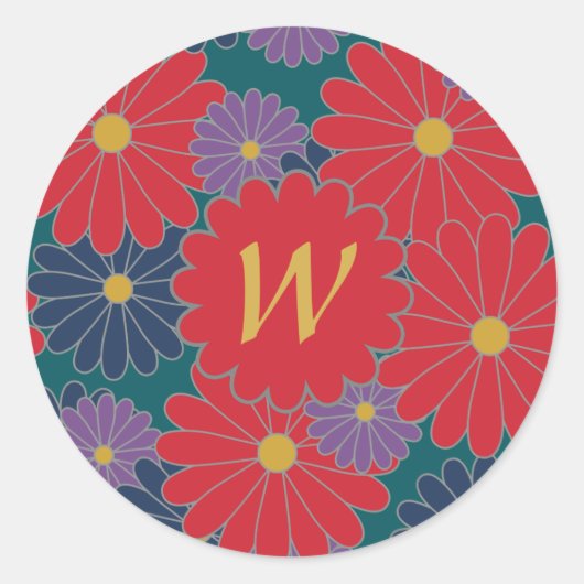 Rond Sticker floral à automne scintillant (Devant)