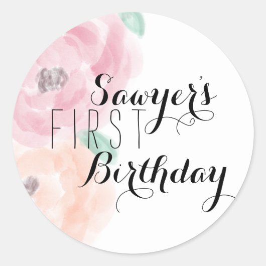 Rond Sticker Floral Anniversaire (Devant)