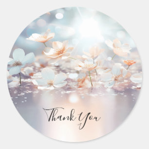 Rond Sticker floral blanc de pêche