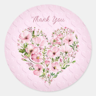 Rond Sticker Floral Coeur Rose