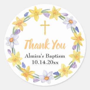 Rond Sticker Floral Daffodique Aquarelle