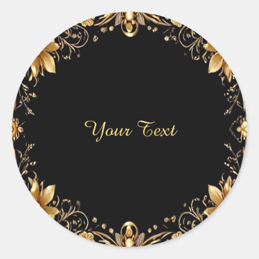 Rond Sticker Floral d'or (Devant)