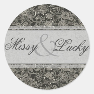 Rond Sticker floral en argent/Sceau