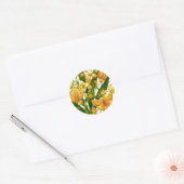 Rond Sticker floral jaune et vert avec papillon (Enveloppe)