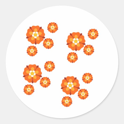 Rond Sticker floral orange vibrant (Devant)