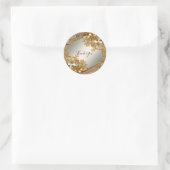 Rond Sticker Floral Orné Or Moderne (Sac)