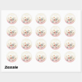 Rond Sticker Floral Petit Oiseau Blanc (Feuille)