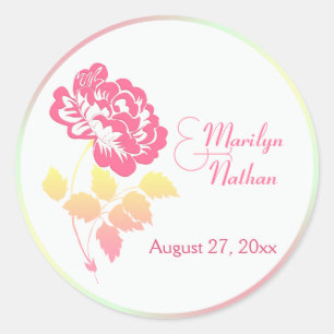 Rond Sticker floral rose, jaune, vert et blanc de 1,5 p