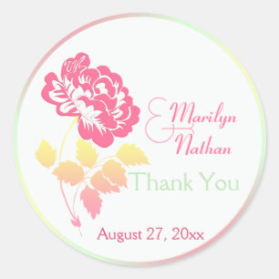 Rond Sticker floral rose, jaune, vert et blanc de 1,5 p