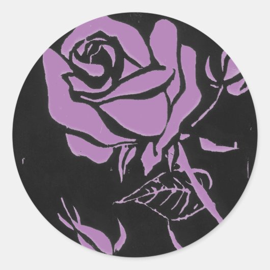 Rond Sticker floral "Rose pourpre" (Devant)