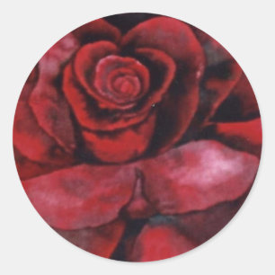 Rond Sticker floral "Rouge, Rose rouge"