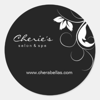 Rond Sticker Floral Spa Salon Noir Blanc Classique