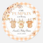 Rond Sticker Floral Un Petit Baby shower Citrouille (Devant)