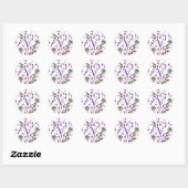 Rond Sticker floral violet personnalisé (Feuille)