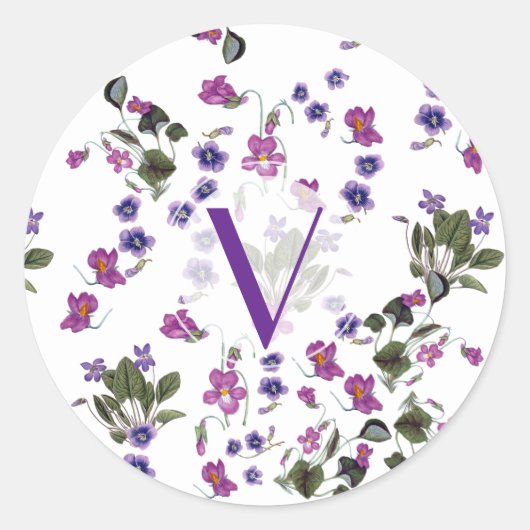 Rond Sticker floral violet personnalisé (Devant)