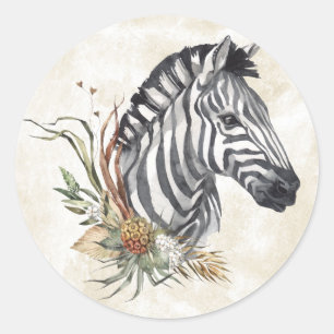Rond Sticker floral Zebra