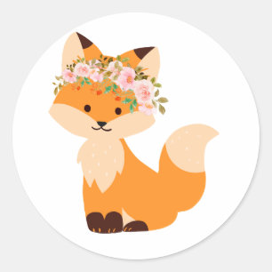 Rond Sticker Flower Fox