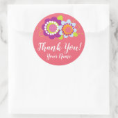 Rond Sticker Flower Merci personnalisé (Sac)