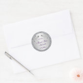 Rond Sticker Foil Mariage Foil Argent Violet Faveur (Enveloppe)