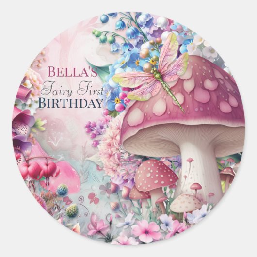 Rond Sticker Forêt de Fée de Champignons Magiques (Devant)