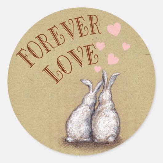 Rond Sticker Forever Love Bunnies (Devant)
