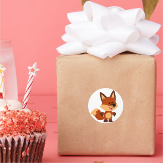 Rond Sticker Fox Cartoon Innocent