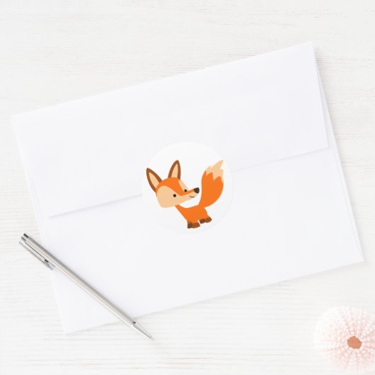Rond Sticker Fox Cartoon sympa (Enveloppe)