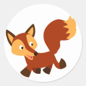 Rond Sticker Fox Cartoon Très Heureux (Devant)
