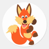 Rond Sticker Fox Dancing Cute (Devant)