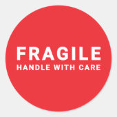 Rond Sticker fragile | Handle avec soin rouge (Devant)