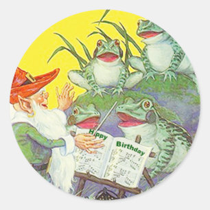 Rond Sticker Frogs chanter Elf Directions Anniversaire