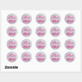 Rond Sticker Fuchsia et Silver Bite Me (Feuille)